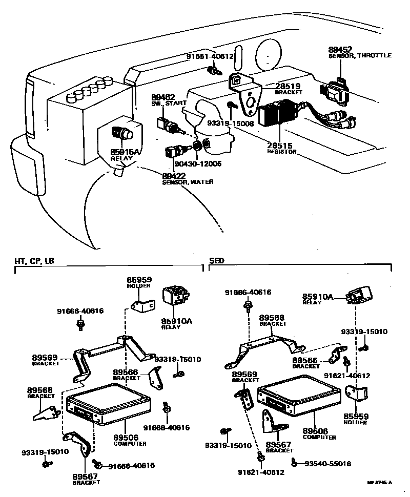 Toyota COROLLA 电子燃油喷射系统 EPC diagram — MEA745A