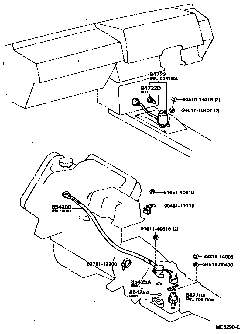 Toyota COROLLA 超速档和电子控制变速器 EPC diagram — MEB290C
