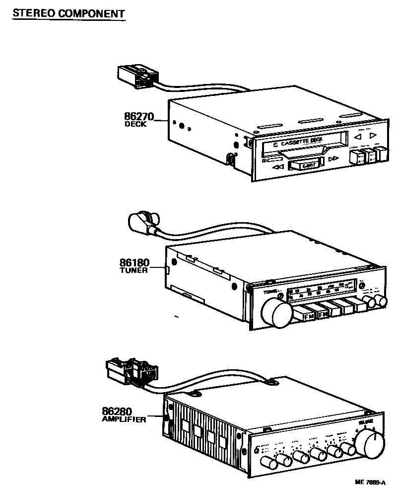 Toyota COROLLA 收音机、放大器和冷凝器 EPC diagram — ME7889A