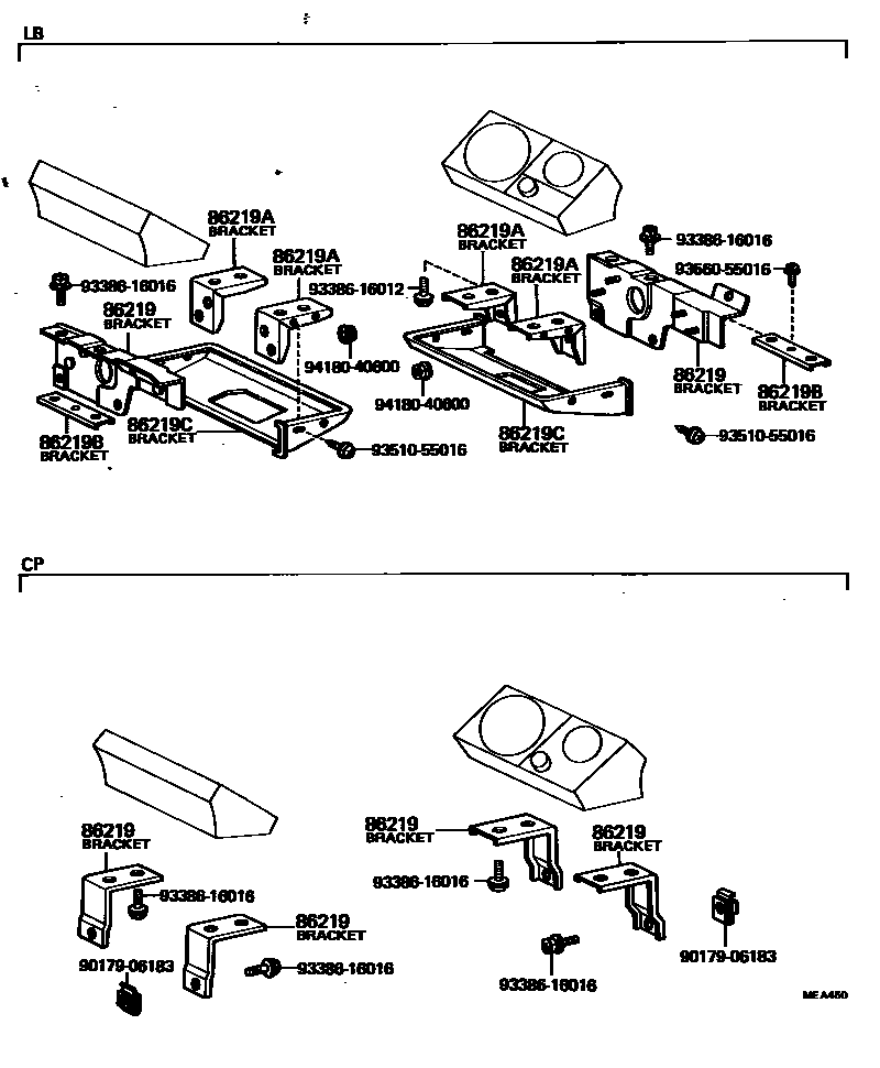 Toyota COROLLA 扬声器 EPC diagram — MEA450