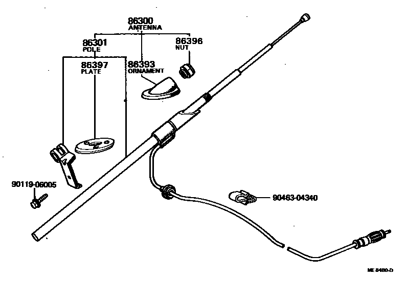 Toyota COROLLA antenna EPC diagram — ME8480D