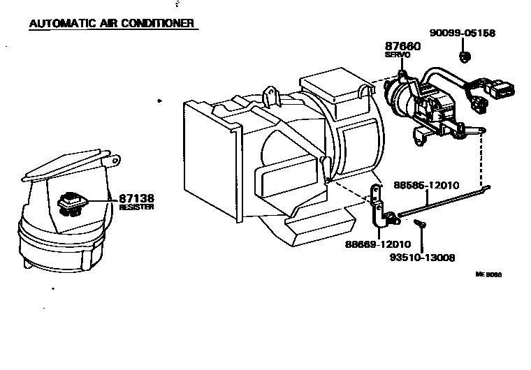 Toyota COROLLA 暖风和空调系统 - 加热装置和鼓风机 EPC diagram — MEB066