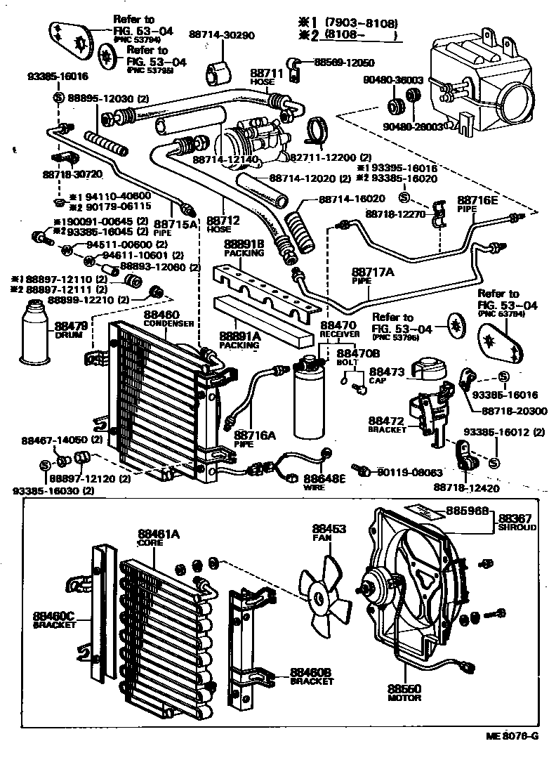Toyota COROLLA Heating & Air Conditioning - Cooler Piping EPC diagram — ME8076G
