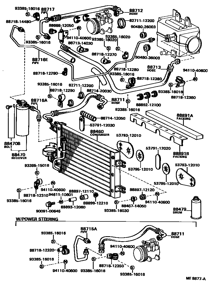 Toyota COROLLA Heating & Air Conditioning - Cooler Piping EPC diagram — ME8877A