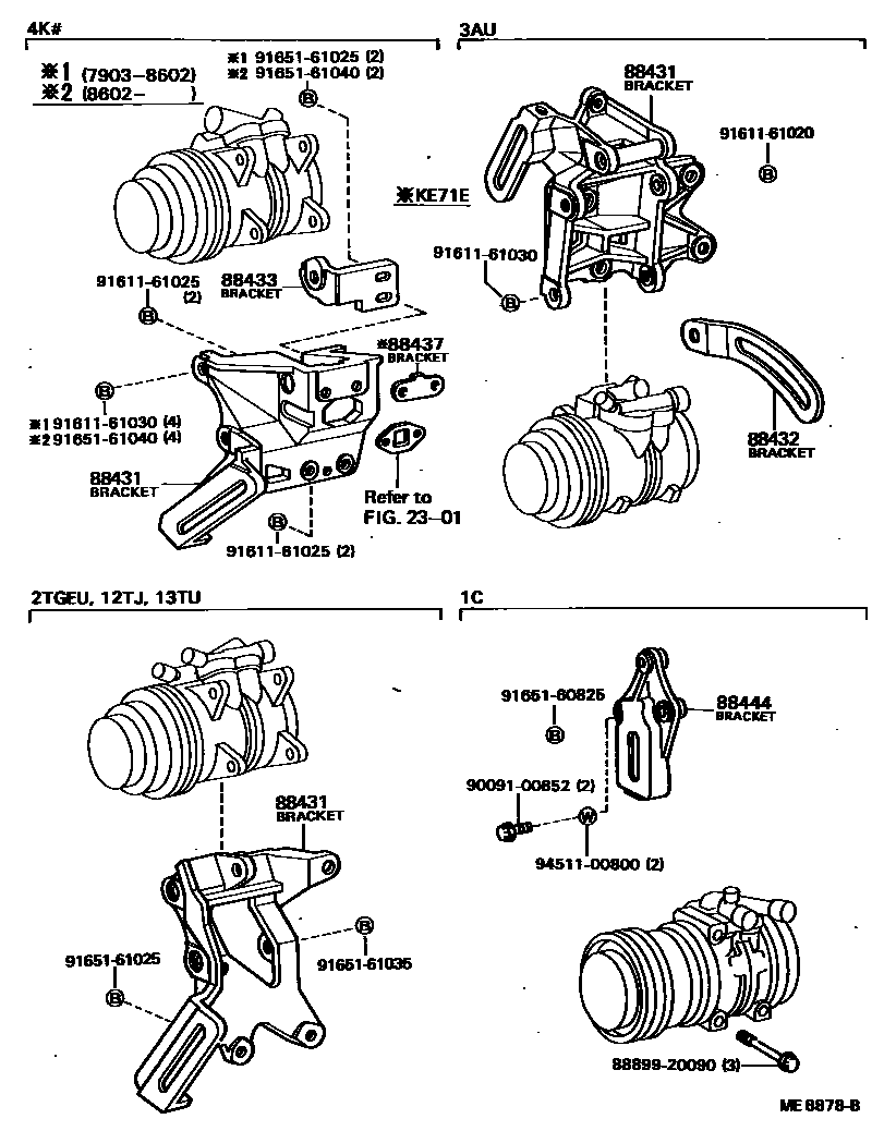 Toyota COROLLA Heating & Air Conditioning - Compressor EPC diagram — ME8878B