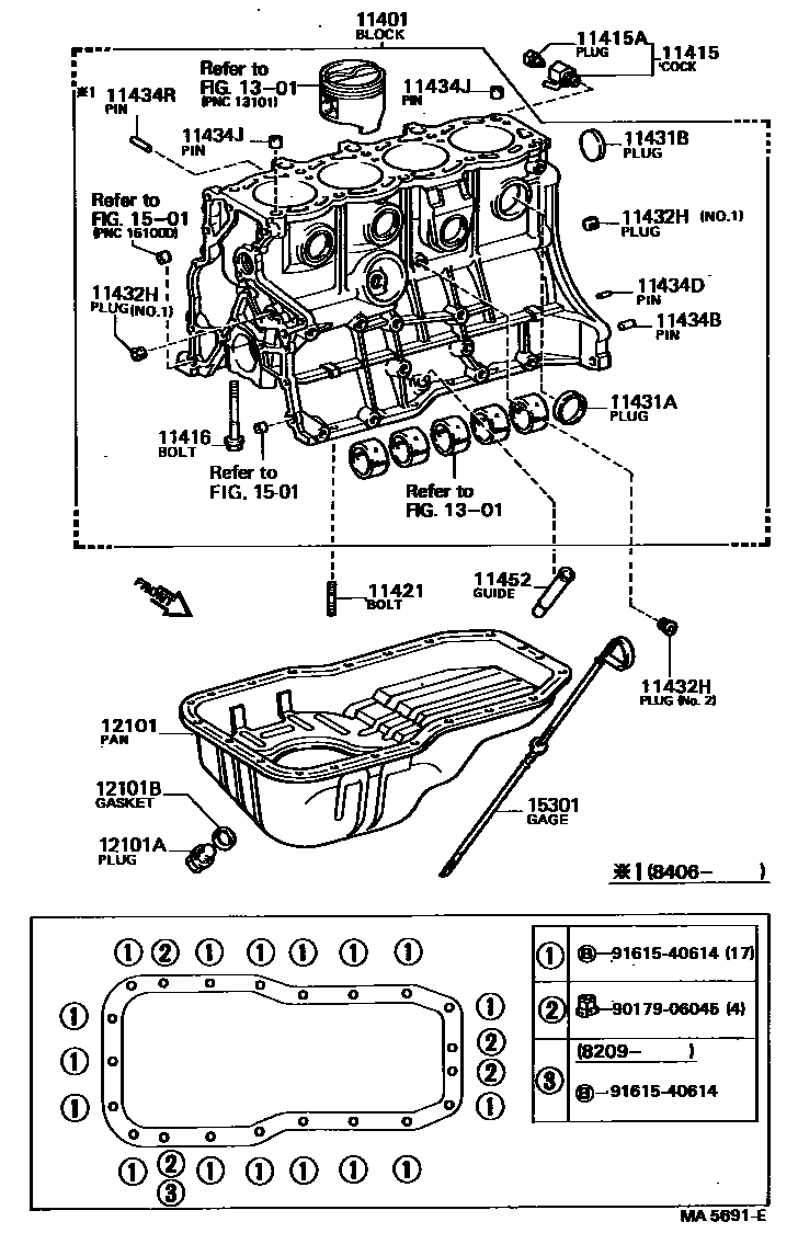 Toyota CAMRY Cylinder Block EPC diagram — MA5691E