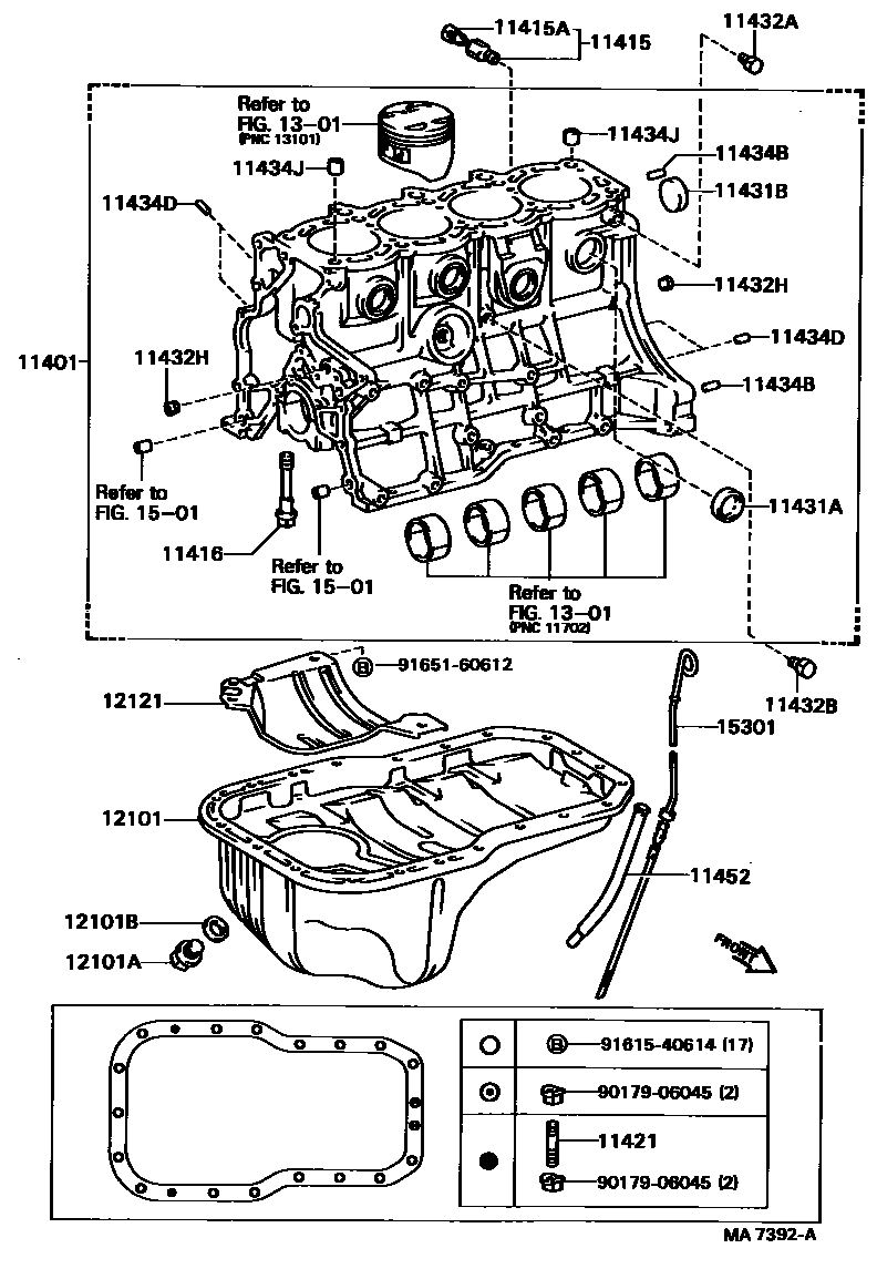 Toyota CAMRY Cylinder Block EPC diagram — MA7392A