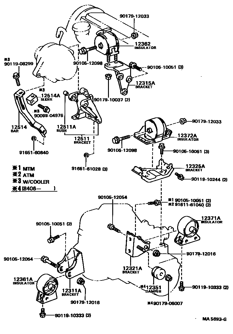 Toyota CAMRY Engine Mounting EPC diagram — MA5693G