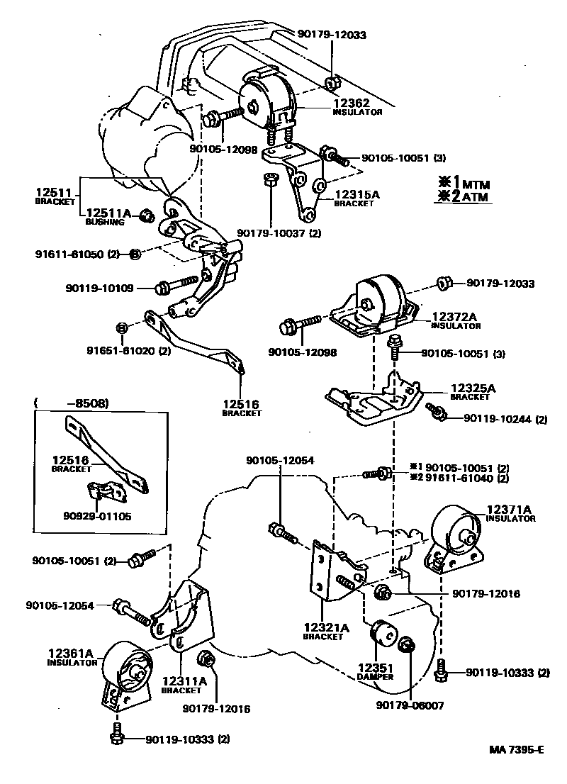 Toyota CAMRY Engine Mounting EPC diagram — MA7395E