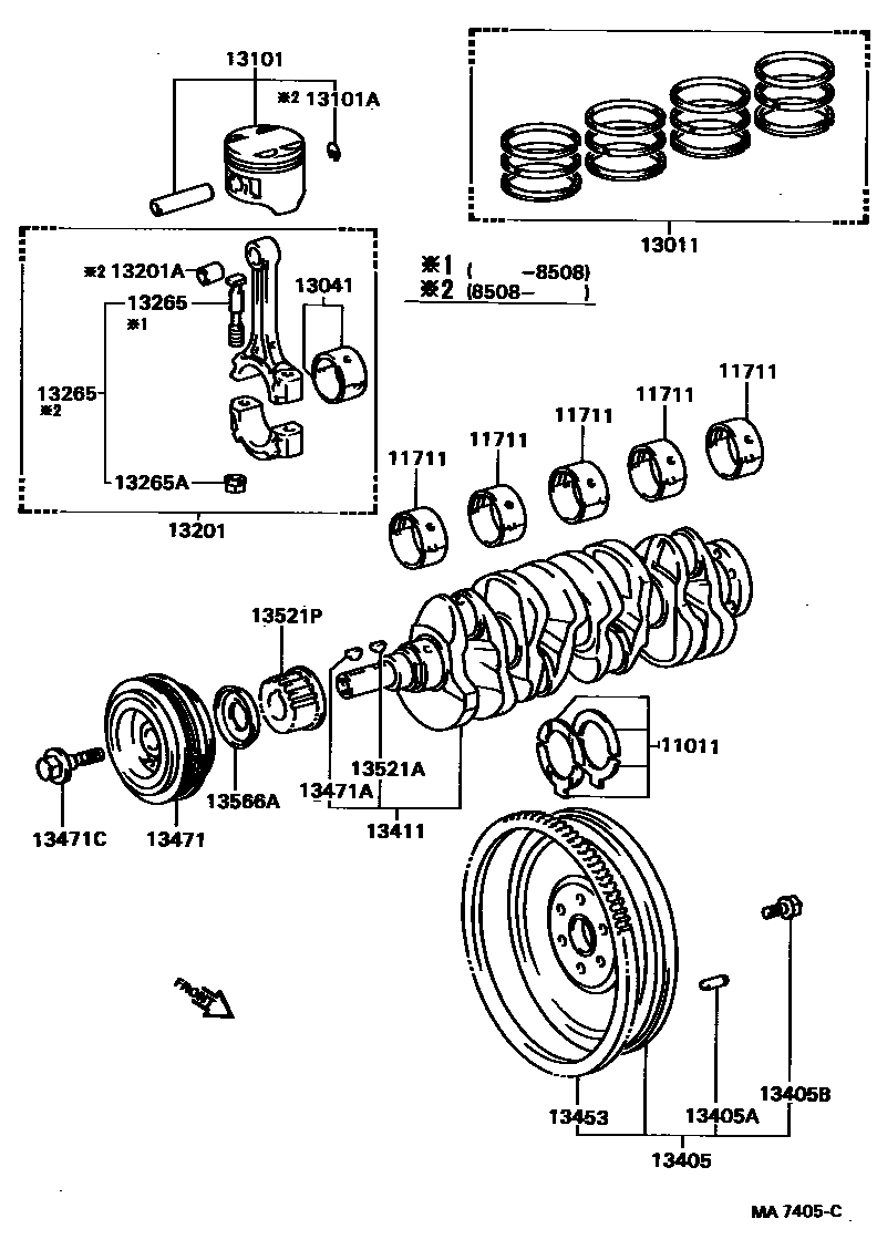 Toyota CAMRY Crankshaft & Piston EPC diagram — MA7405C