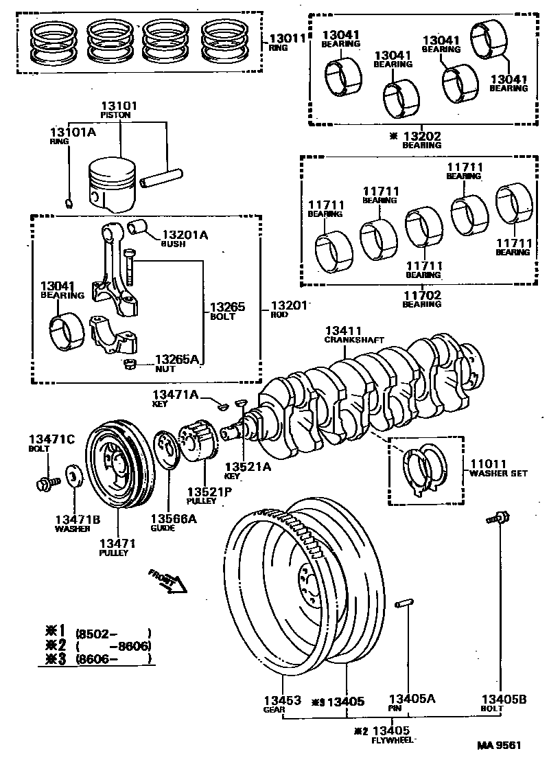 Toyota CAMRY Crankshaft & Piston EPC diagram — MA9561