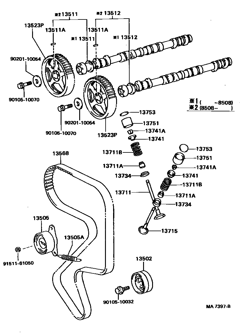 Toyota CAMRY Camshaft & Valve EPC diagram — MA7397B