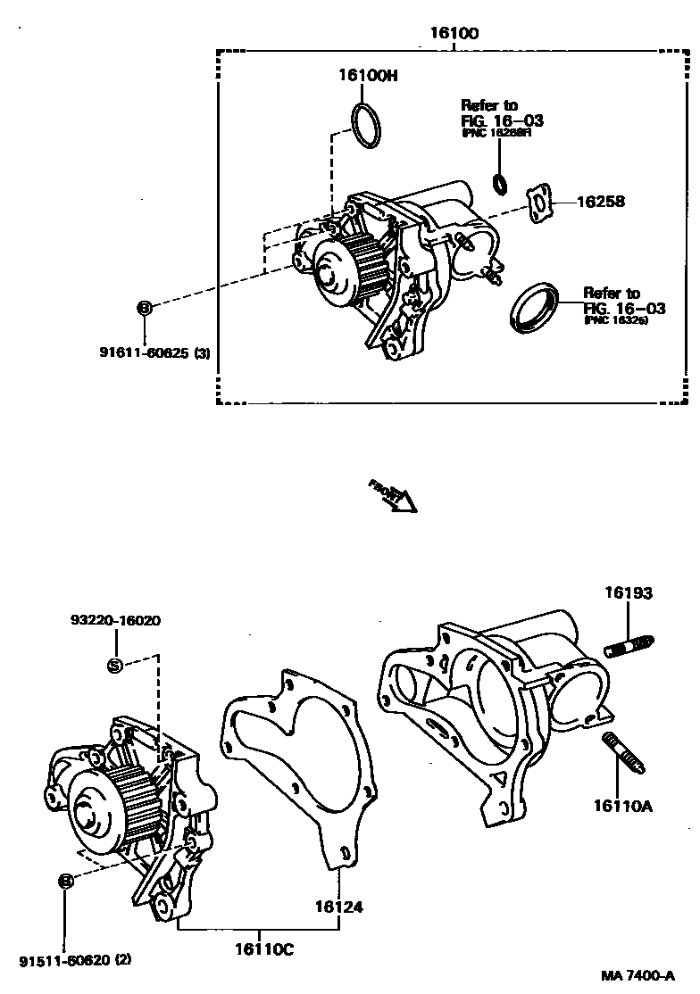 Toyota CAMRY Water Pump EPC diagram — MA7400A