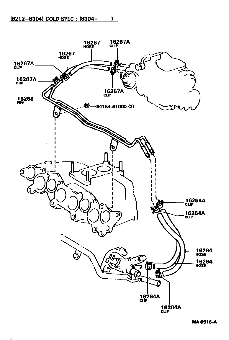 Toyota CAMRY RADIATOR & WATER OUTLET EPC diagram — MA6516A