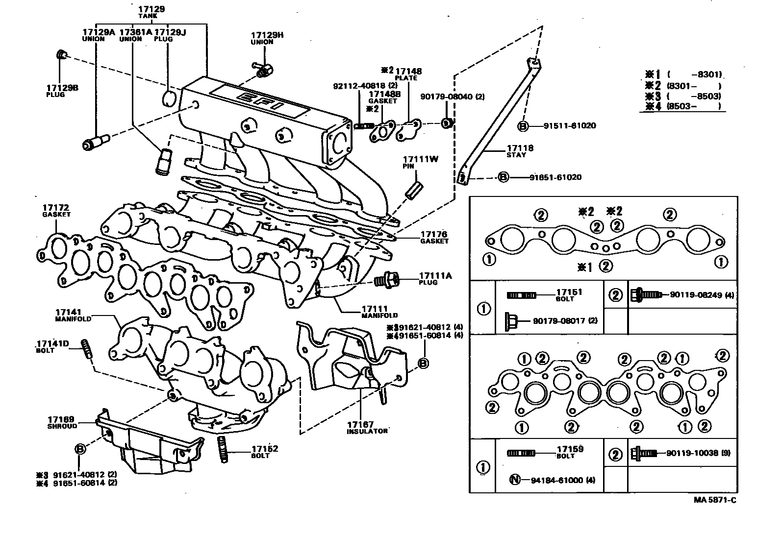 Toyota CAMRY Manifold EPC diagram — MA5871C