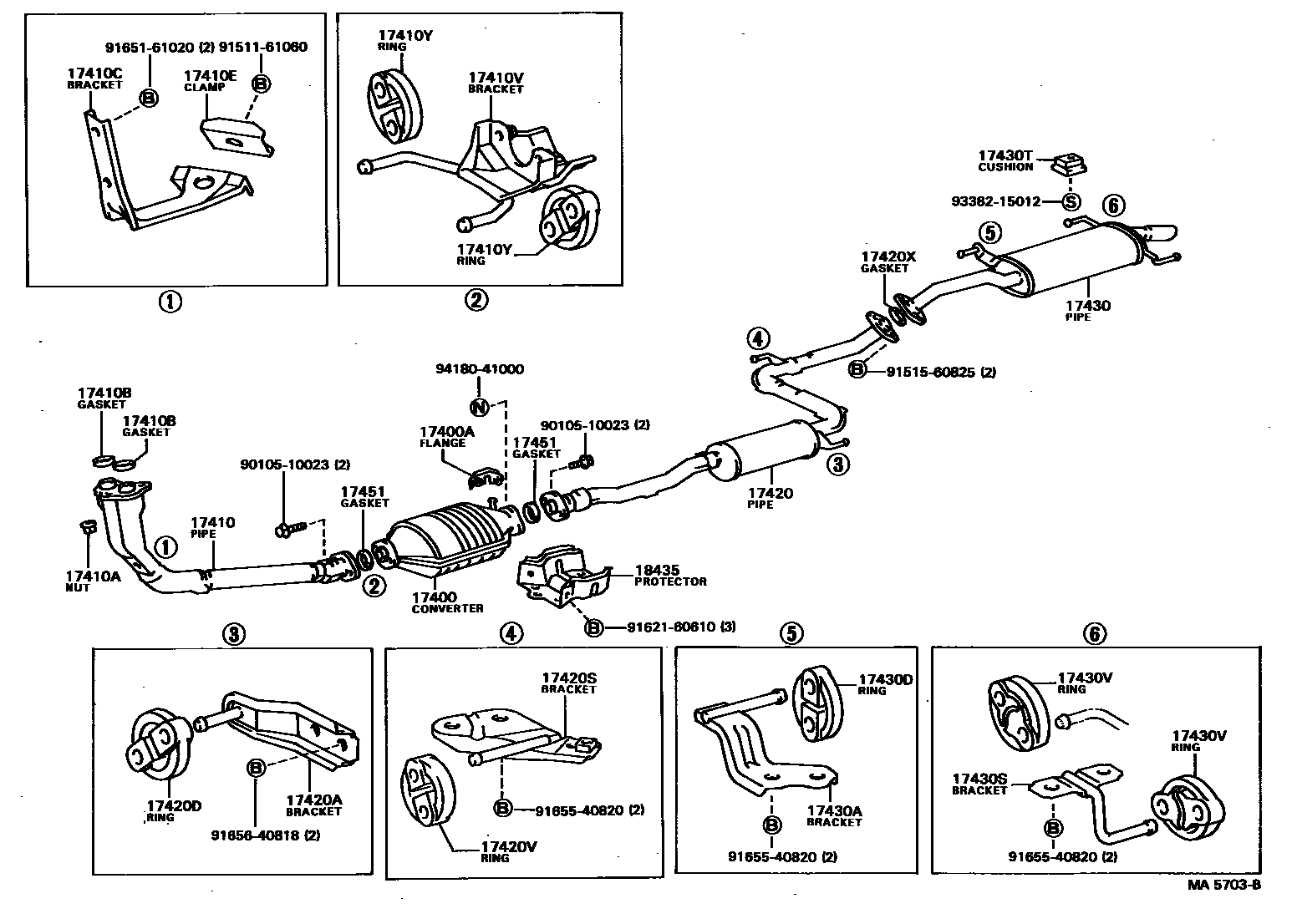 Toyota CAMRY Exhaust Pipe EPC diagram — MA5703B
