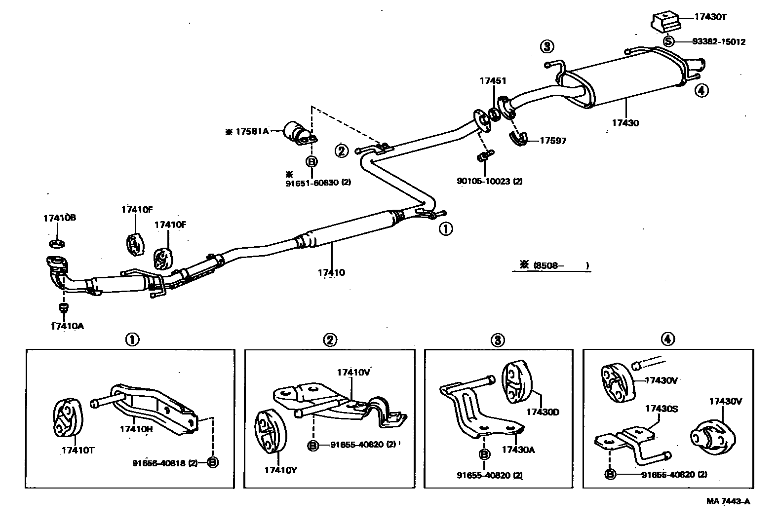 Toyota CAMRY Exhaust Pipe EPC diagram — MA7443A