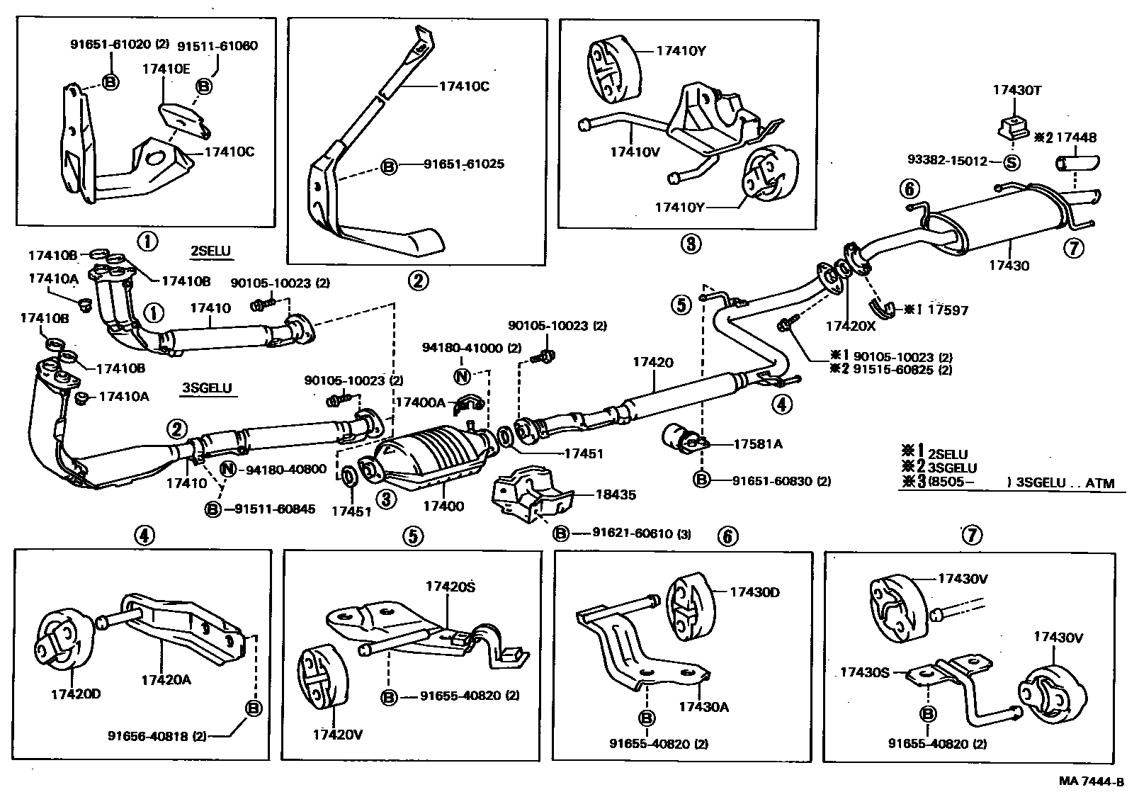 Toyota CAMRY Exhaust Pipe EPC diagram — MA7444B