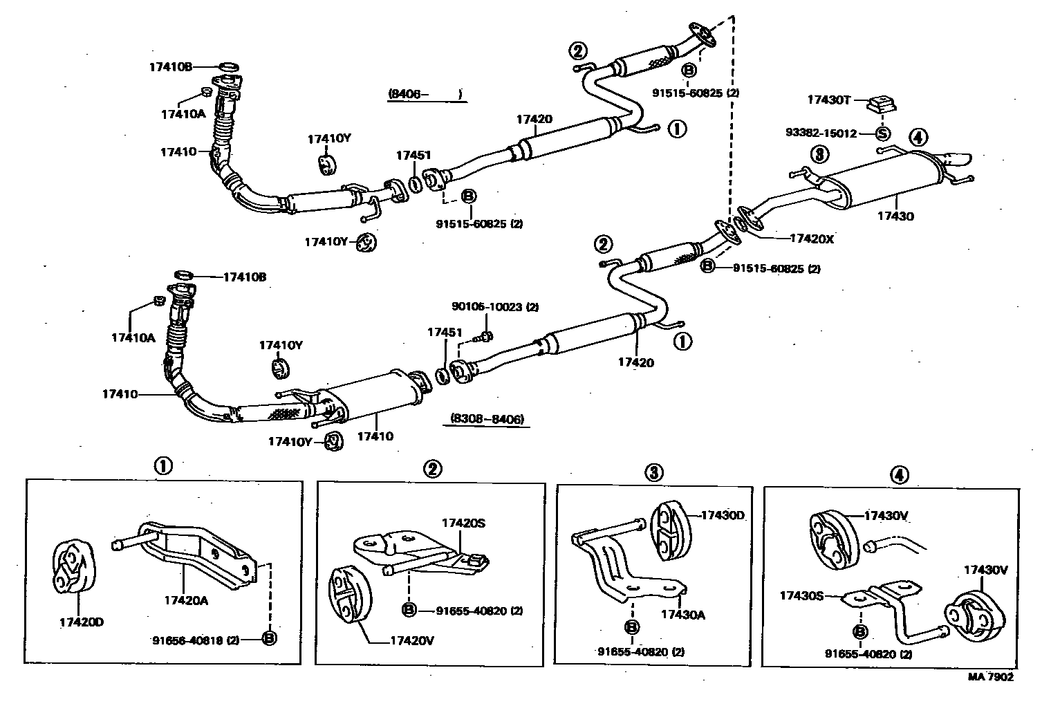 Toyota CAMRY Exhaust Pipe EPC diagram — MA7902