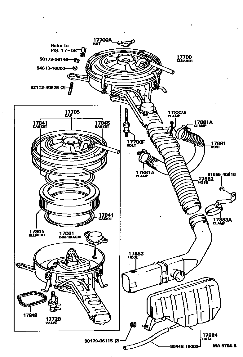 Toyota CAMRY Air Cleaner EPC diagram — MA5704B