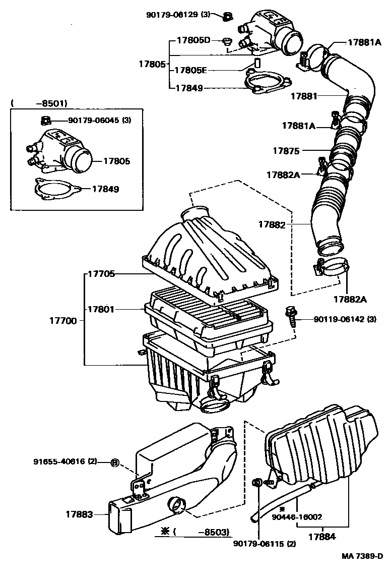 Toyota CAMRY Air Cleaner EPC diagram — MA7389D