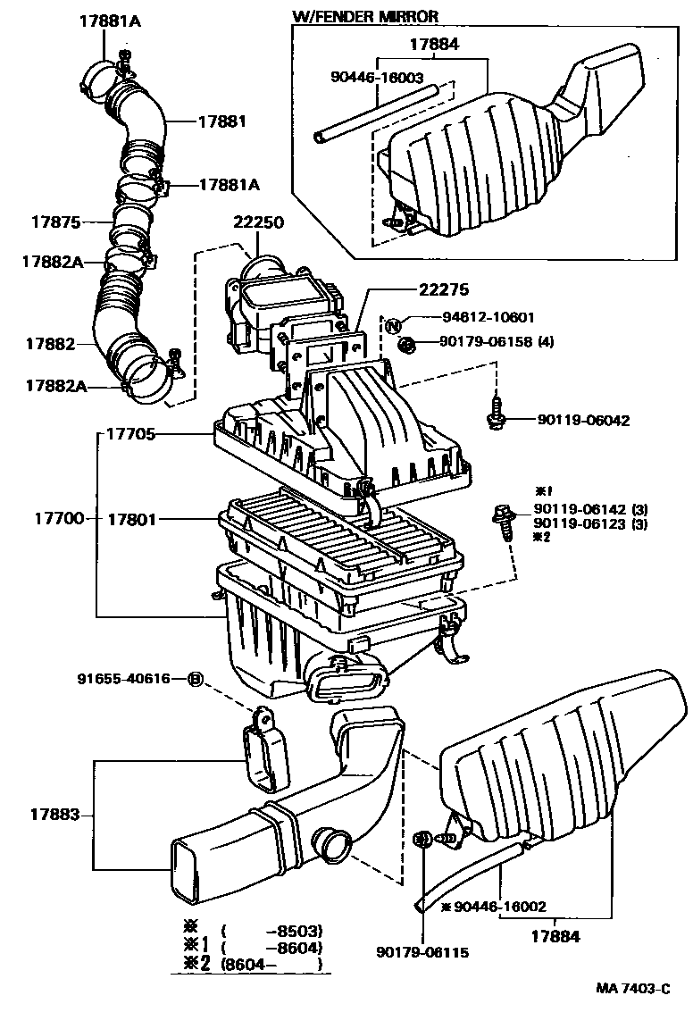 Toyota CAMRY Air Cleaner EPC diagram — MA7403C