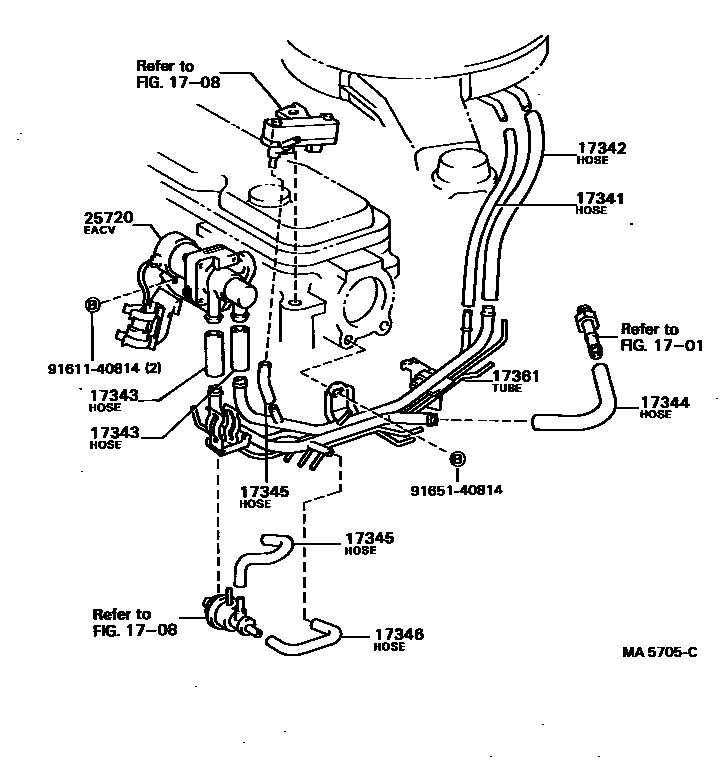 Toyota CAMRY 歧管喷气系统 EPC diagram — MA5705C