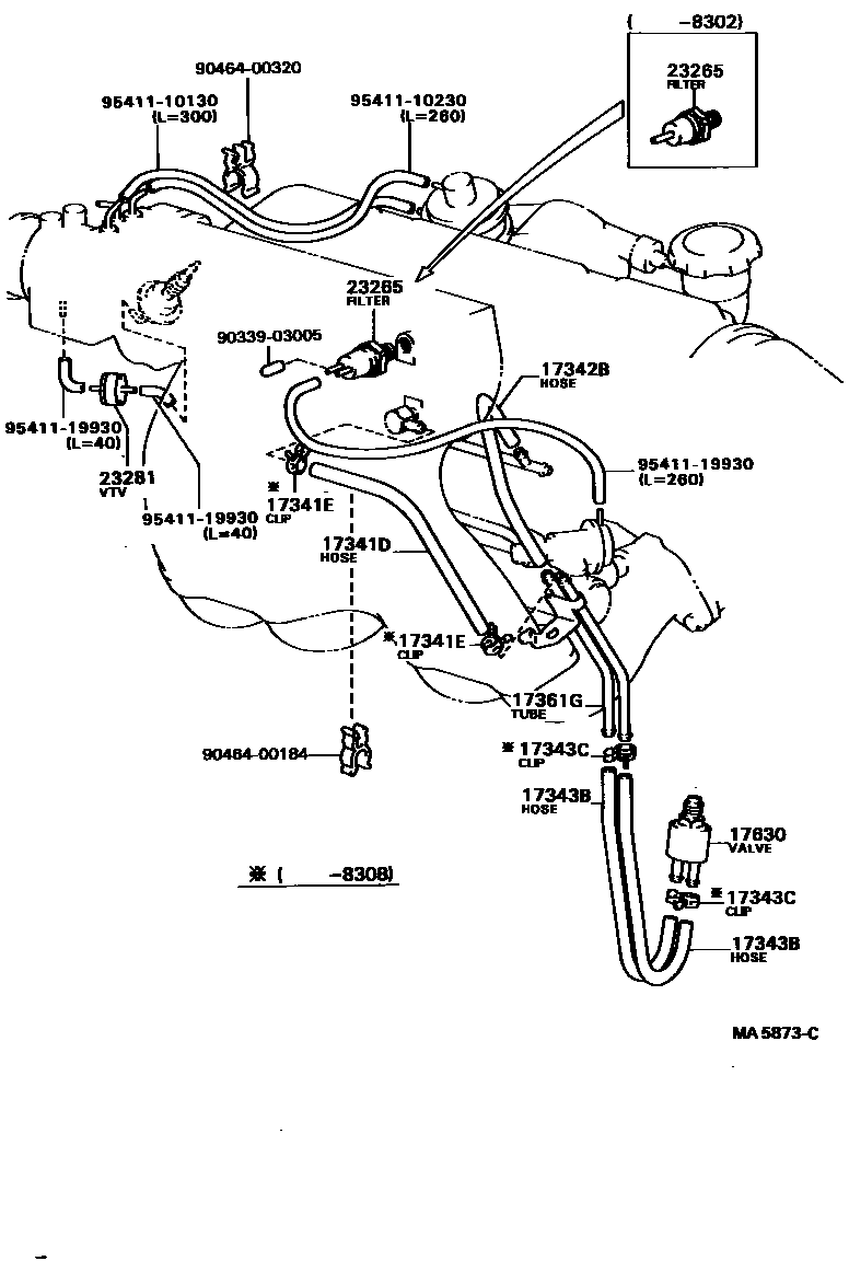 Toyota CAMRY vacuum tube EPC diagram — MA5873C