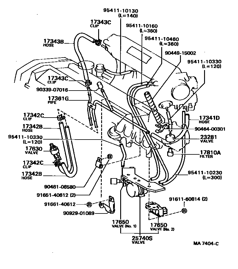 Toyota CAMRY vacuum tube EPC diagram — MA7404C