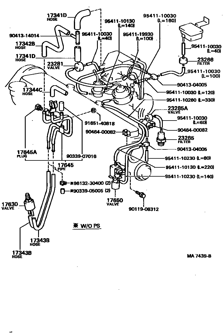 Toyota CAMRY vacuum tube EPC diagram — MA7439B