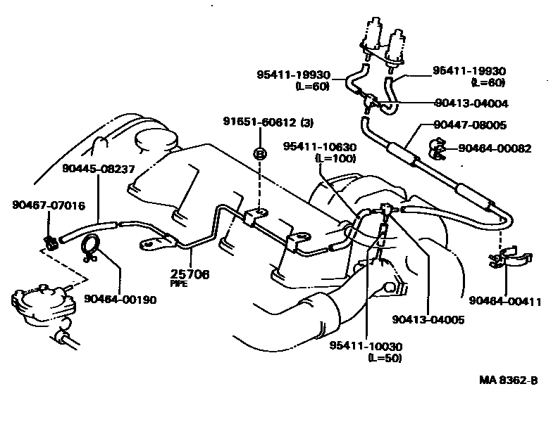 Toyota CAMRY vacuum tube EPC diagram — MA8362B