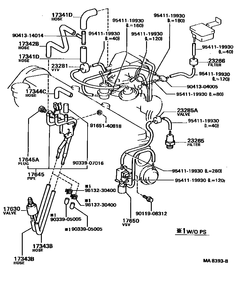 Toyota CAMRY vacuum tube EPC diagram — MA8393B