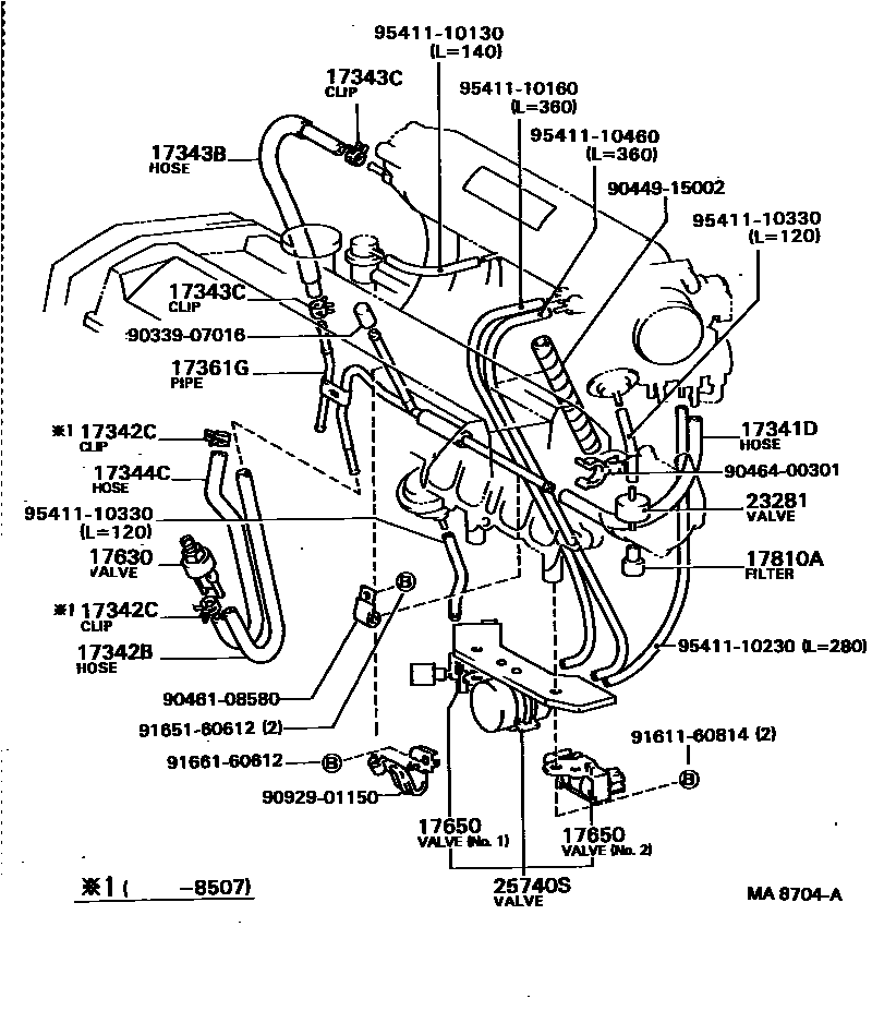 Toyota CAMRY vacuum tube EPC diagram — MA8704A