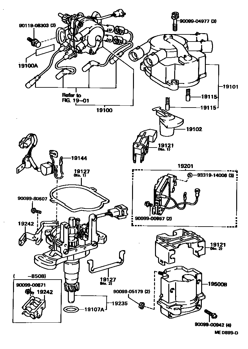 Toyota CAMRY 分电器 EPC diagram — MED899D