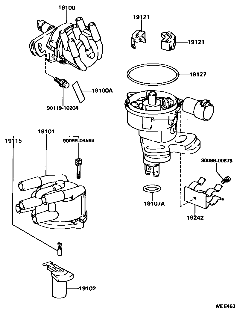 Toyota CAMRY 分电器 EPC diagram — MEE463