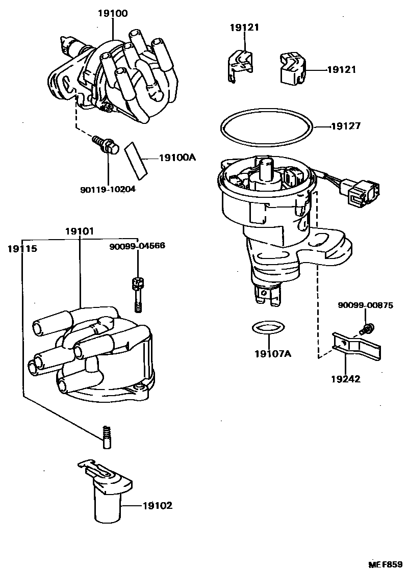 Toyota CAMRY 分电器 EPC diagram — MEF859