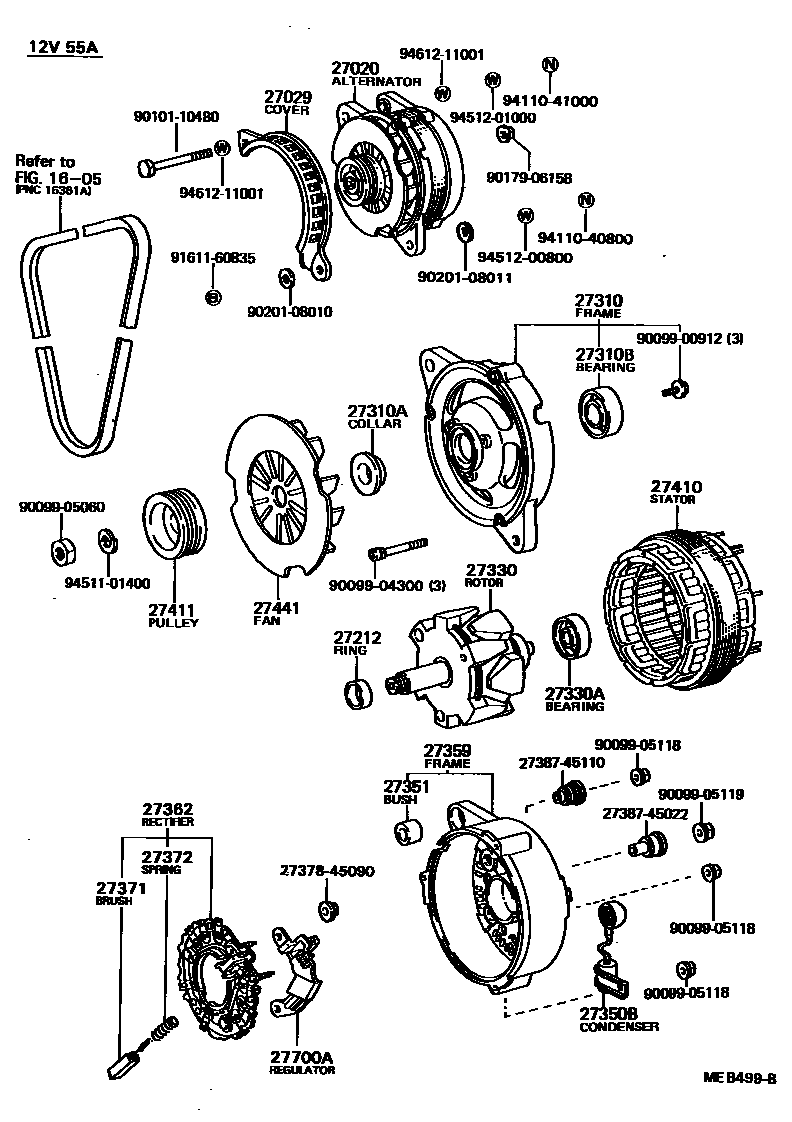 Toyota CAMRY Alternator EPC diagram — MEB499B