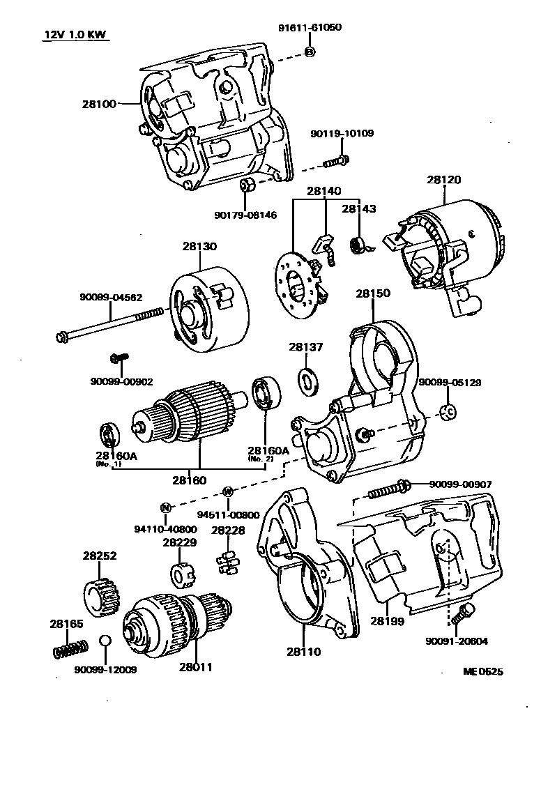 Toyota CAMRY 起动机 EPC diagram — MED525