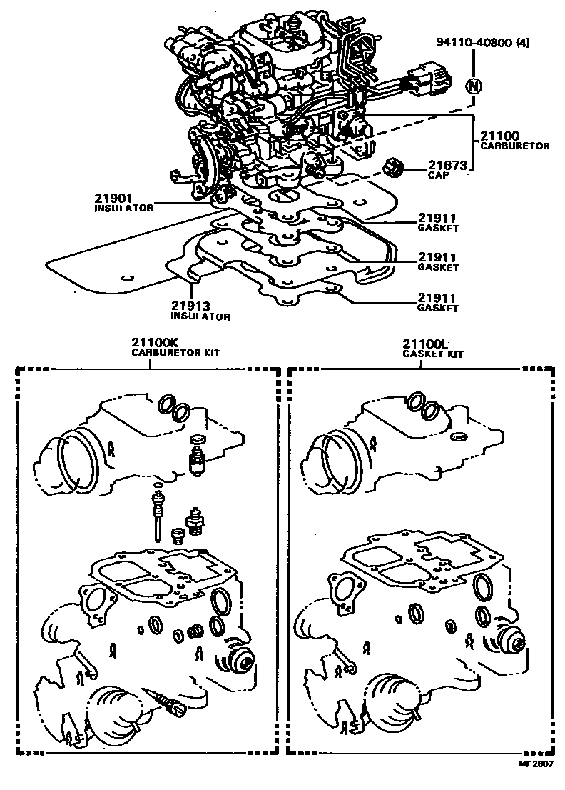 Toyota CAMRY carburetor assembly EPC diagram — MF2807