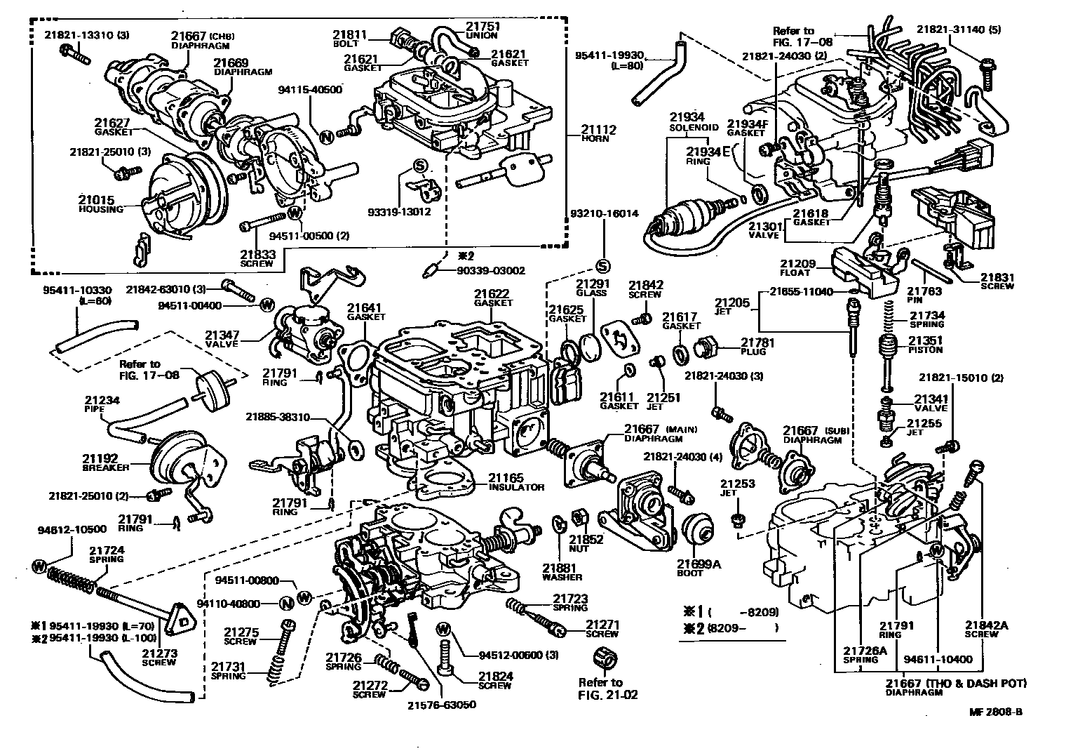 Toyota CAMRY 化油器 EPC diagram — MF2808B