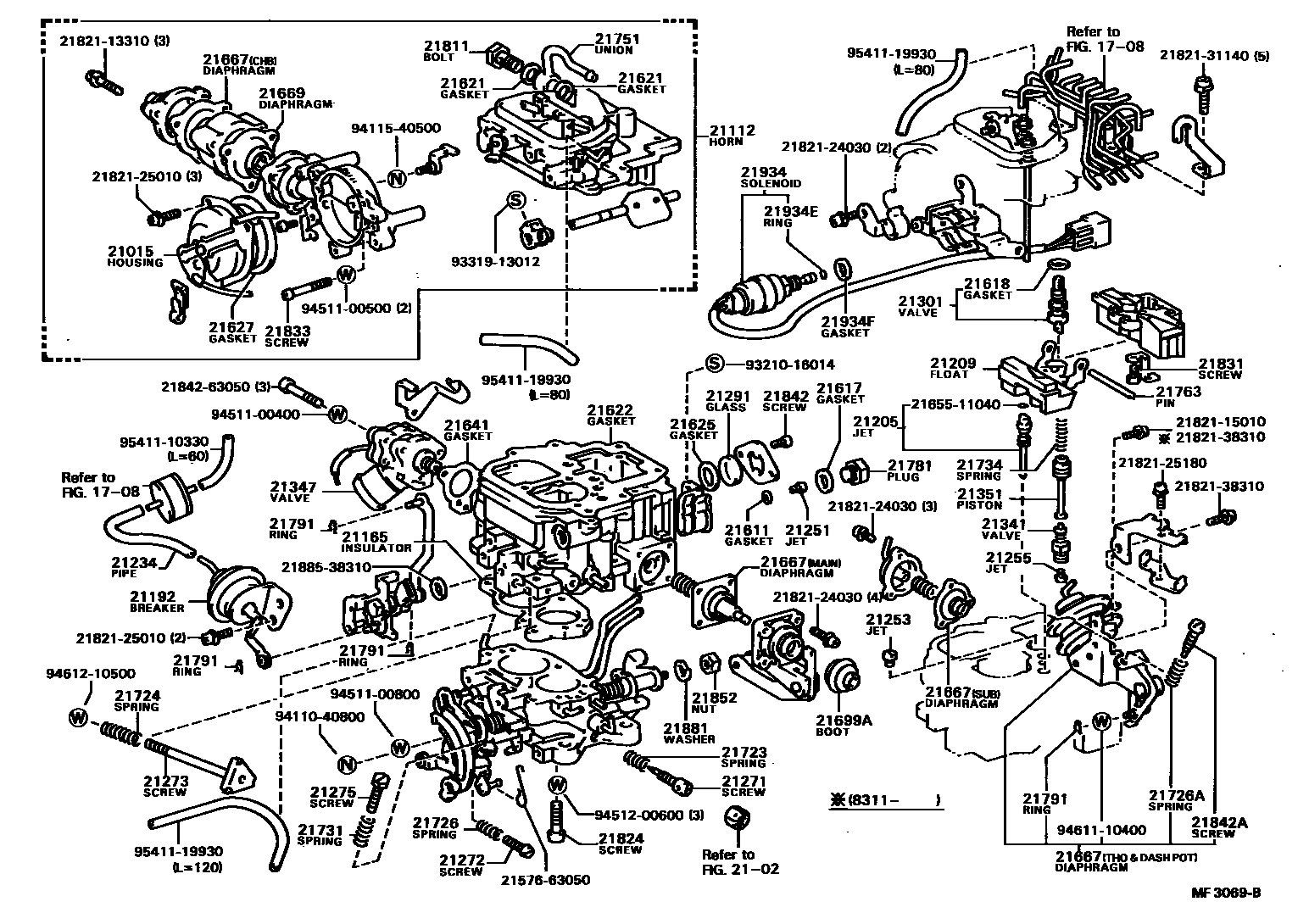 Toyota CAMRY 化油器 EPC diagram — MF3069B