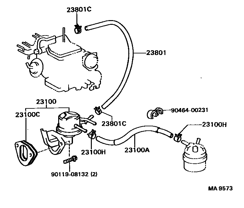 Toyota CAMRY 燃油泵和燃油管 EPC diagram — MA9573