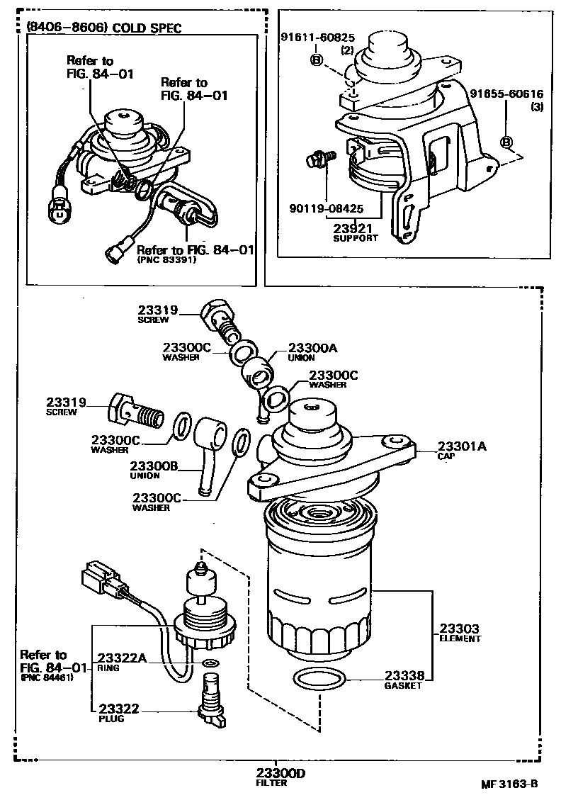 Toyota CAMRY fuel filter EPC diagram — MF3163B