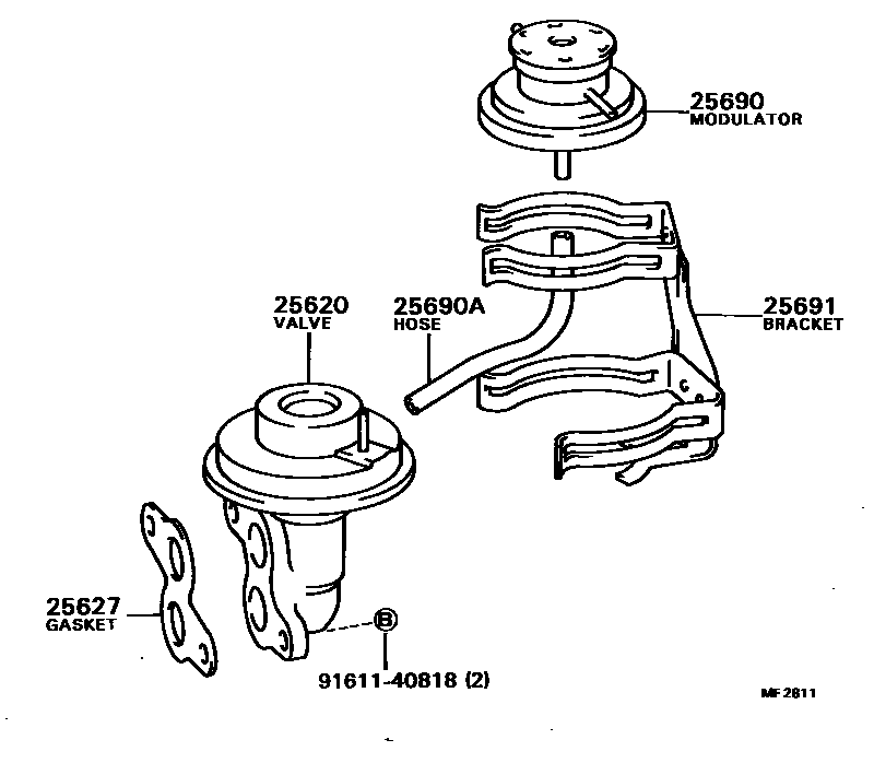 Toyota CAMRY 废气再循环系统 EPC diagram — MF2811