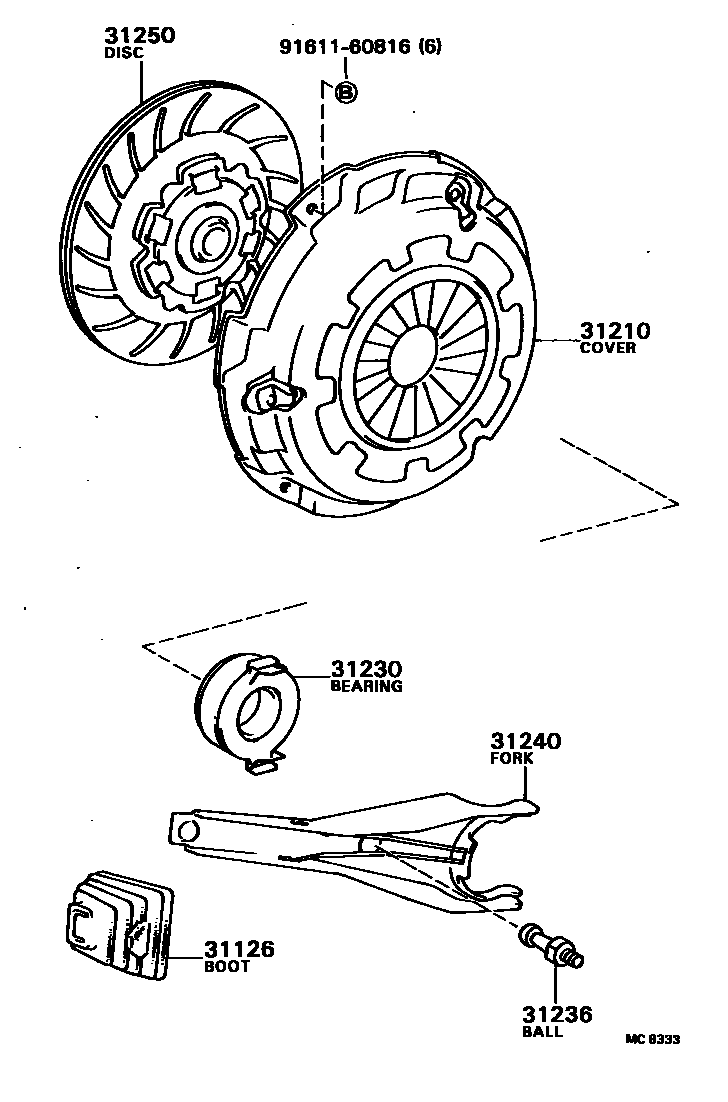 Toyota CAMRY 离合器和分离叉 EPC diagram — MC8333
