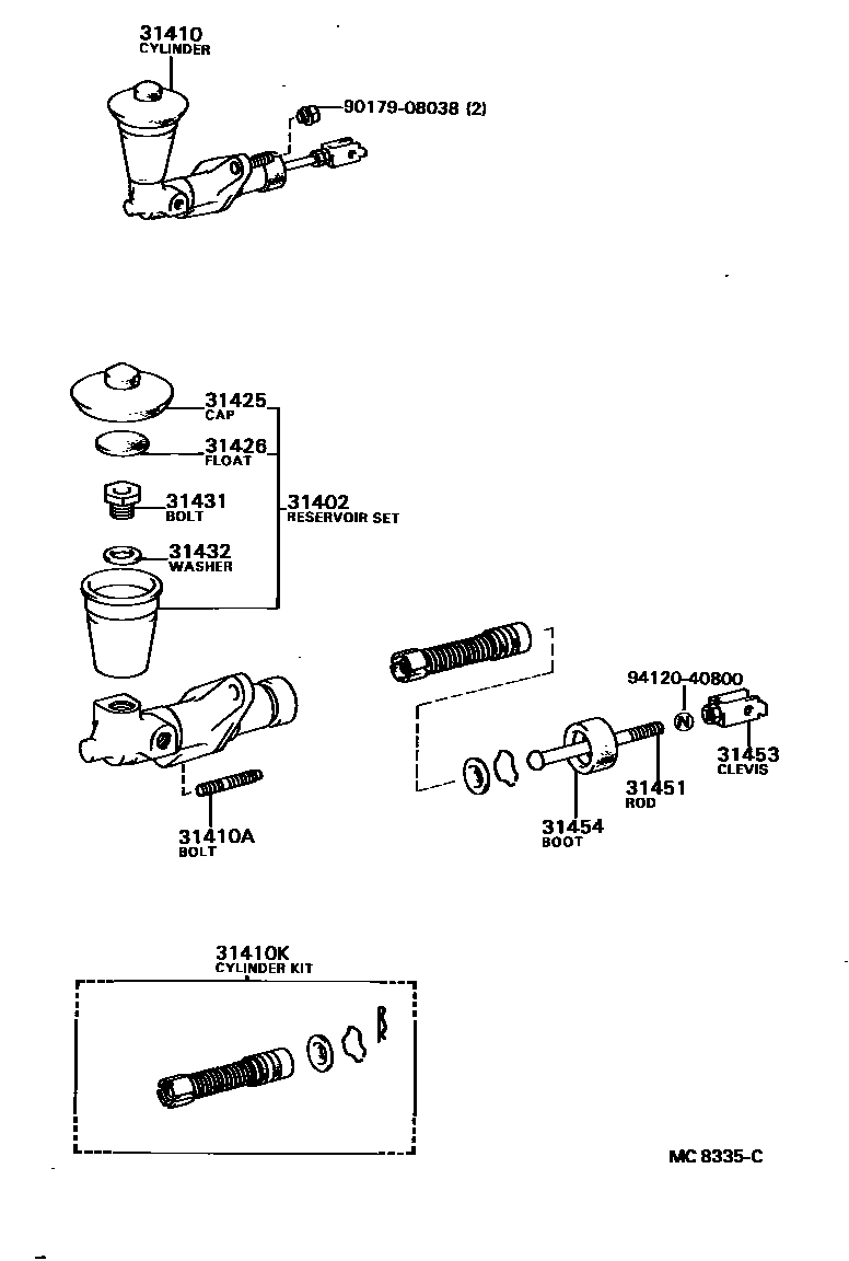 Toyota CAMRY 离合器总泵 EPC diagram — MC8335C