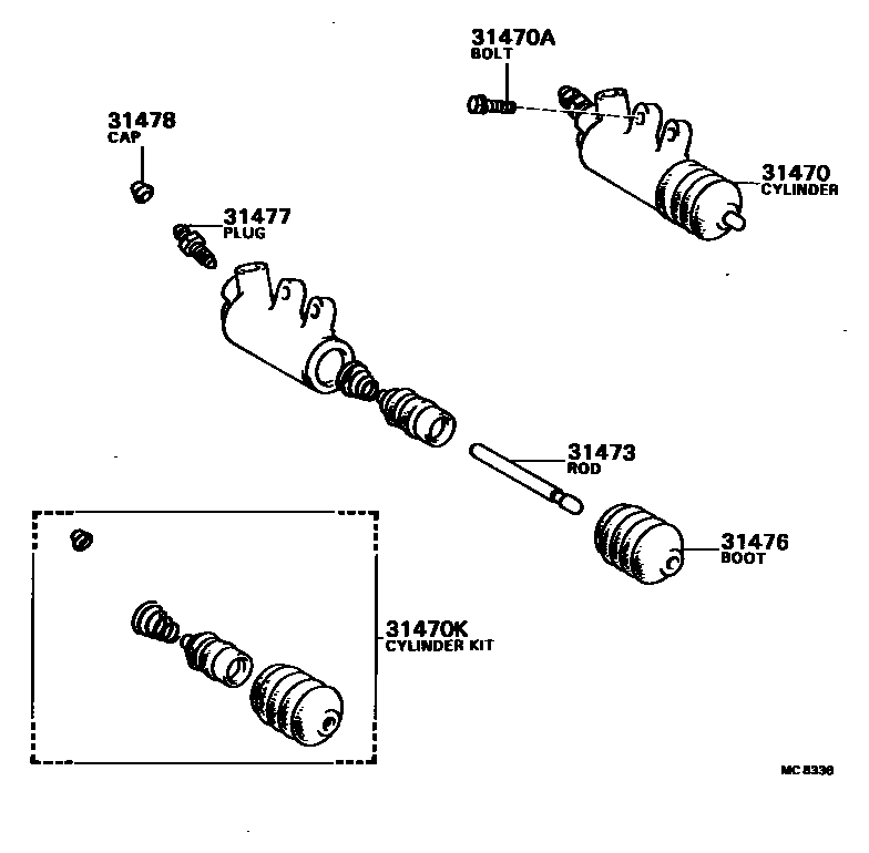 Toyota CAMRY 离合器分离缸 EPC diagram — MC8336