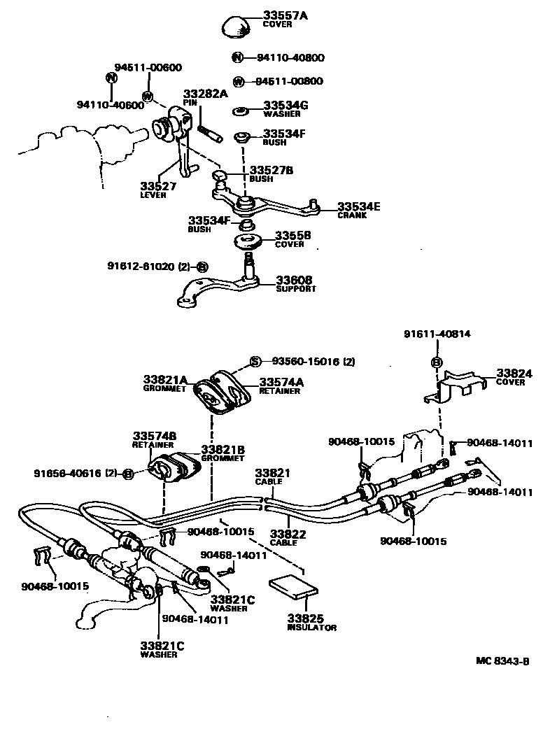 Toyota CAMRY Shift Lever & Retainer EPC diagram — MC8343B