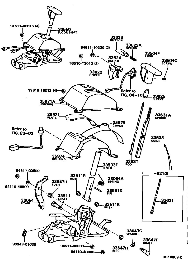 Toyota CAMRY Shift Lever & Retainer EPC diagram — MC8669C