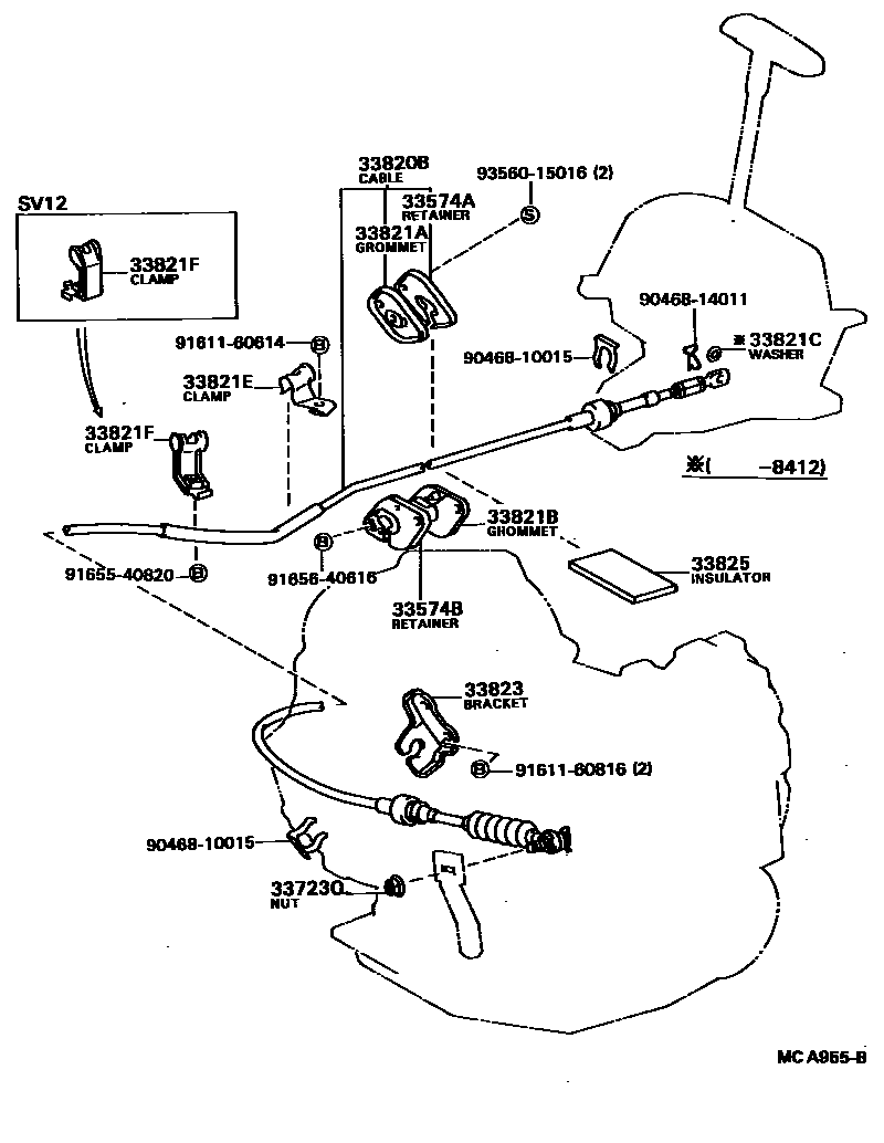 Toyota CAMRY Shift Lever & Retainer EPC diagram — MCA955B